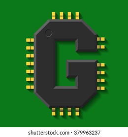 Microchip core  font, letter G vector