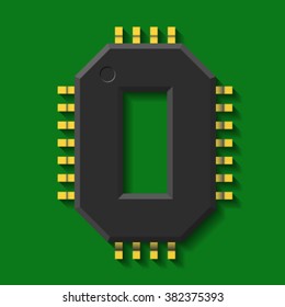 Microchip core  font, letter O vector