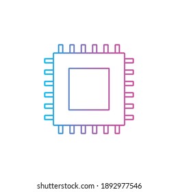 microchip cpu processor chip outline line style icon vector illustration