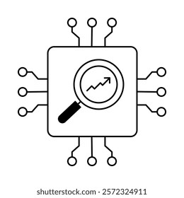 Microchip Data Analytics Icon - Vector Illustration for Embedded Systems and Data Analysis