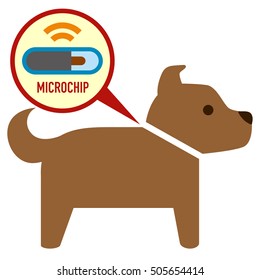 microchip in dog sign icon