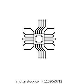 Microchip electronic device icon. Element of artificial intelligence icon for mobile concept and web apps. Thin line Microchip electronic device icon can be used for web and mobile on white background