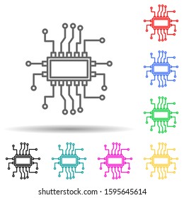Microchip electronic device multi color style icon. Simple thin line, outline vector of artifical icons for ui and ux, website or mobile application