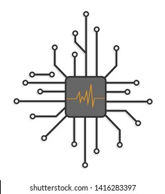 Microchip of the electronics for infographics, websites, mobile apps and websites. Vector flat icon.