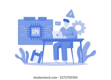 Microchip Engineering Illustration concept on white background