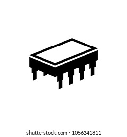 Microchip. Flat Vector Icon. Simple black symbol on white background