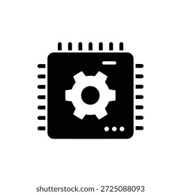 Ícone de engrenagem de microchip representando configurações e inteligência artificial