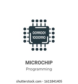Microchip glyph icon vector on white background. Flat vector microchip icon symbol sign from modern programming collection for mobile concept and web apps design.