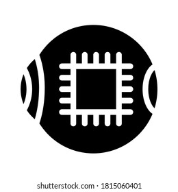 microchip for good eye vision glyph icon vector. microchip for good eye vision sign. isolated contour symbol black illustration