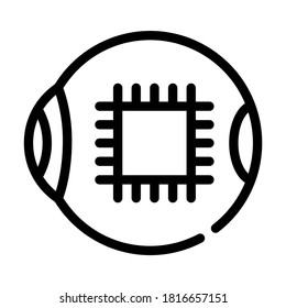 microchip for good eye vision line icon vector. microchip for good eye vision sign. isolated contour symbol black illustration