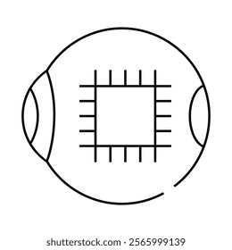 microchip for good eye vision line icon vector. microchip for good eye vision sign. isolated contour symbol black illustration