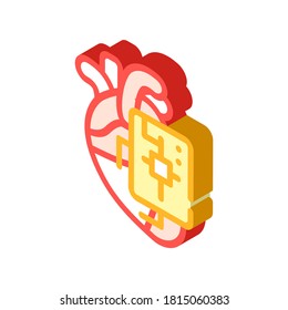 microchip for heart isometric icon vector. microchip for heart sign. isolated symbol illustration