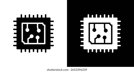 Silueta negra del icono del microchip para el Web, y el App móvil