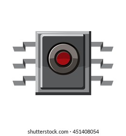 Microchip icon in cartoon style on a white background