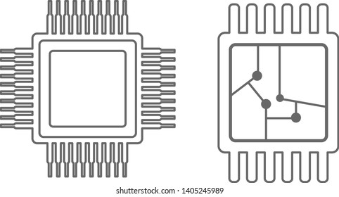 Microchip  icon  computer ,Microchip vector,microchip outline vector