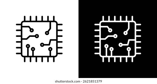 Microchip icon concept stroke on white background