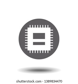 Microchip icon. CPU, Central processing unit, computer processor, chip symbol in circle. Abstract technology logo. Simple round icon isolated on background. Creative modern vector logo
