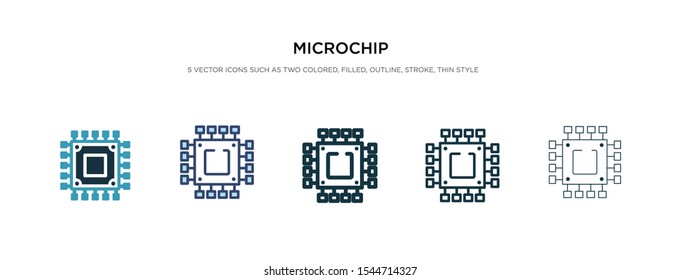 microchip icon in different style vector illustration. two colored and black microchip vector icons designed in filled, outline, line and stroke style can be used for web, mobile, ui