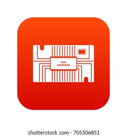 Microchip icon digital red for any design isolated on white vector illustration