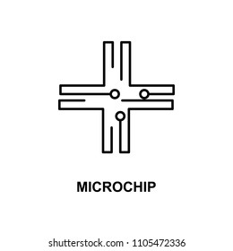 microchip icon. Element of technologies icon with name for mobile concept and web apps. Thin line microchip icon can be used for web and mobile. Premium icon on white background