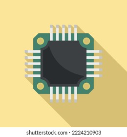 Microchip icon flat vector. Cpu circuit. Digital data