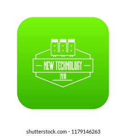 Microchip icon green vector isolated on white background