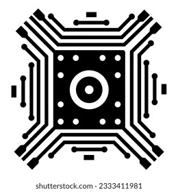 Mikrochip-Symbol einzeln auf weißem Hintergrund. Vektorgrafik.