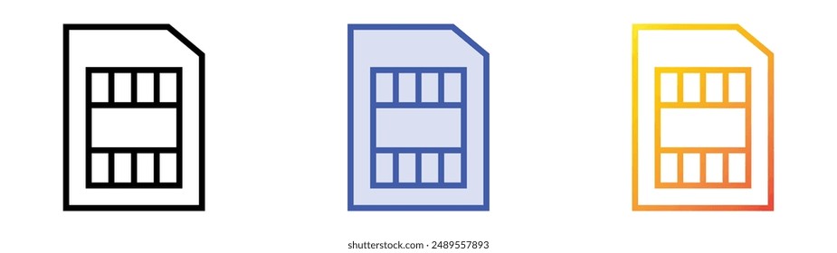 microchip icon. Linear, Blue Fill and Gradient Style Design Isolated On White Background