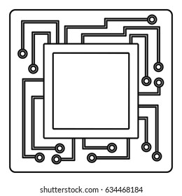 Microchip icon in outline style isolated vector illustration