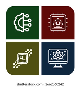 microchip icon set. Collection of Artificial intelligence, Cpu, Quantum icons
