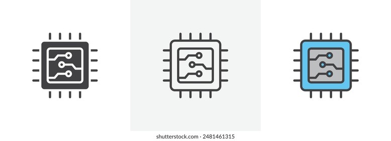 Microchip icon symbol collection on white background.