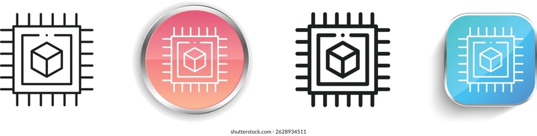 microchip icon. Thin Linear, Regular and Button Style Design Isolated On White Background