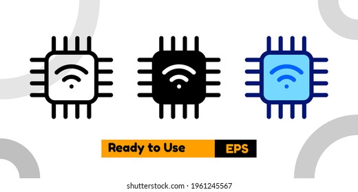 microchip icon with three style and isolated sign symbol vector illustration high quality for banner, poster, social media, presentation, and website