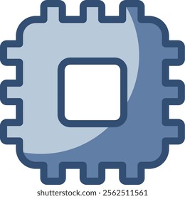 microchip icon, transparent background. replaceable blue color design