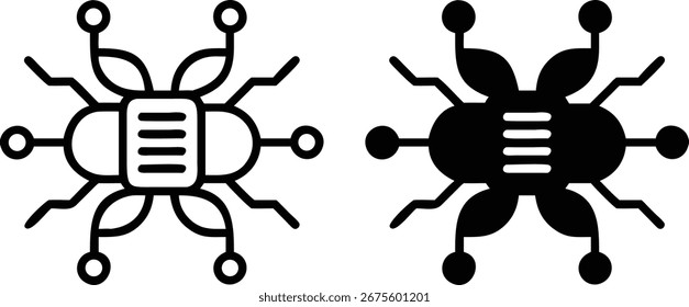 Microchip Icon Vector, Circuit Board Processor Symbol, Digital Technology Silhouette Illustration