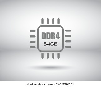 A microchip icon vector with DDR4 text on