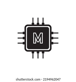diseño de símbolo de ilustración de vector de icono de microchip 