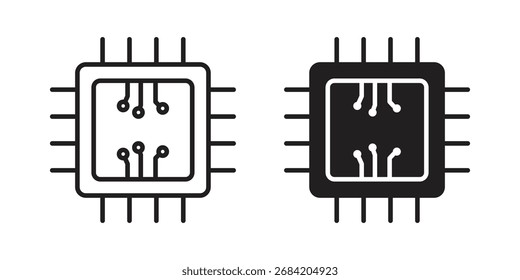 Microchip icon for web designs. outline and clipart icons set