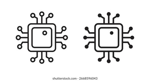 Microchip Icons in Line Art Style Isolated on White Background