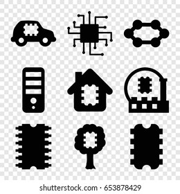 Microchip icons set. set of 9 microchip filled icons such as cpu