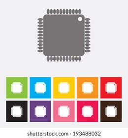 Microchip icons set - Vector
