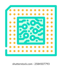 microchip industry 3 color icon vector. microchip industry 3 sign. isolated symbol illustration