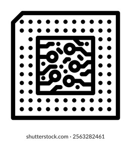microchip industry 3 line icon vector. microchip industry 3 sign. isolated contour symbol black illustration