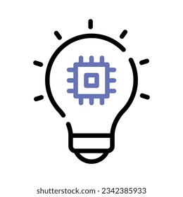 Microchip inside light bulb showing smart solution concept vector