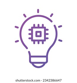 Microchip inside light bulb showing smart solution concept vector