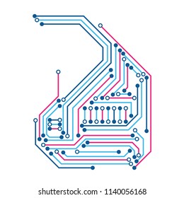 Microchip isolated minimal icon. Processor line icon for websites and Circuit board abstract background. Vector illustration