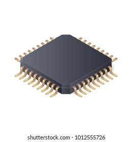 Microchip isolated on white background. Isometric vector illustration