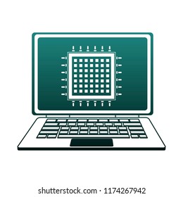 Microchip in laptop blue lines