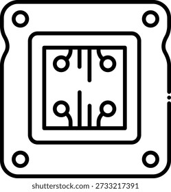 Icono de arte de línea de microchip, Vector de componentes Electrónicas