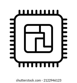 Microchip Line Icon Black Design